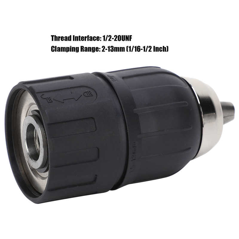 2-13mm Electric Drill Chuck Hand Tightening Tool 1/2-20UNF Thread with Self-Locking Buckle Impact Drill Chuck