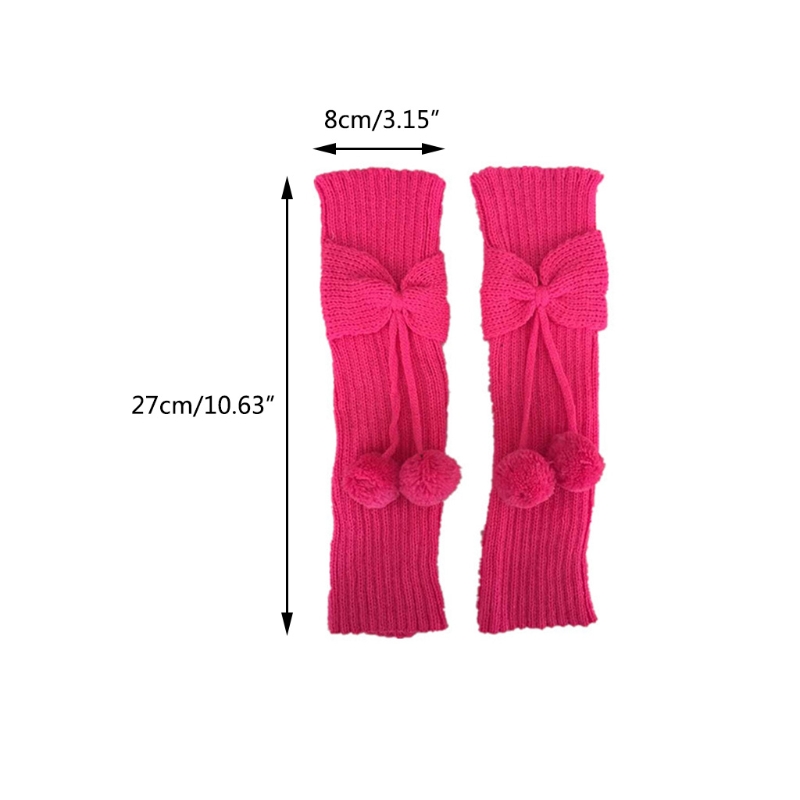 Effen Kleur Herfst Winter Knie Hoge Kinderen Strik Beenwarmers Met Bal Sokken 85DE