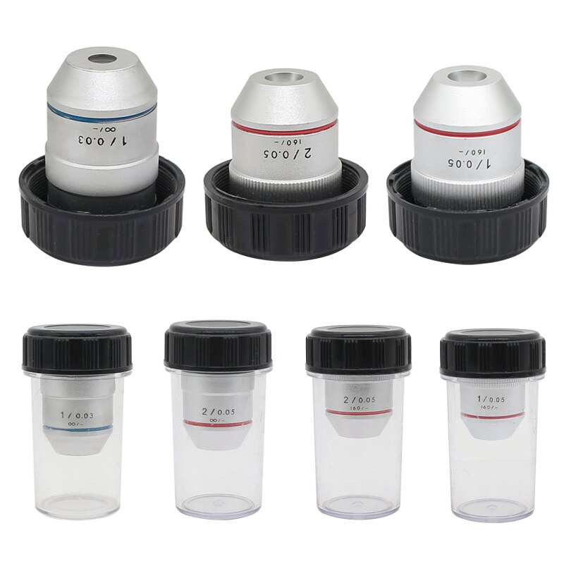 1X 2X Achromatic Objective Lens Infinity Objective for 195 Biological Microscope Accessories with RMS Thread Low Magnification