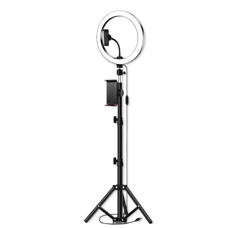 26cm/10 Inch LED Ring Light 3 Colors 10 Levels Dimmable 3200-5600K Color Temperature with Tripods Phone and Tablet Holders for L