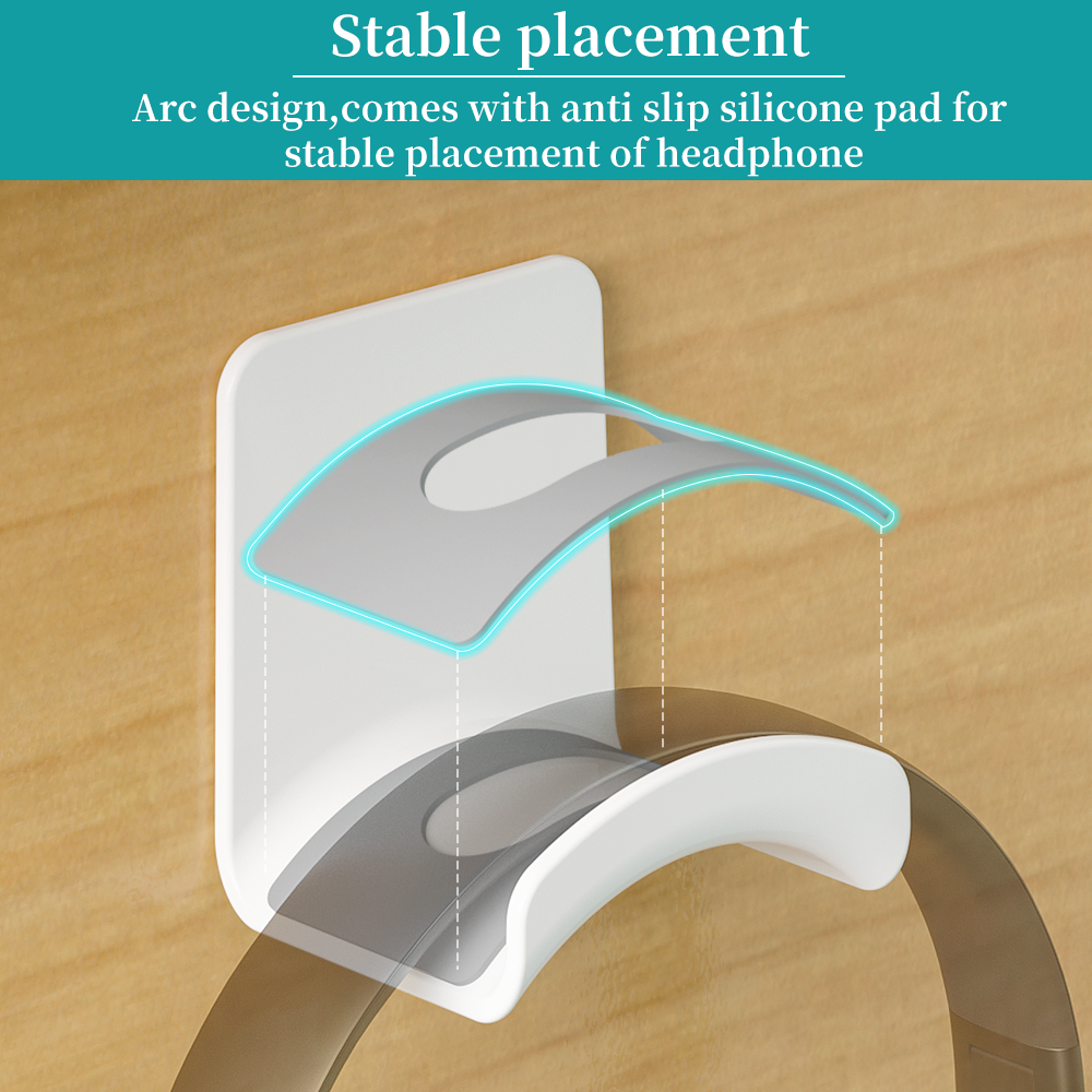 Universele hoofdtelefoonstandaard zelfklevende kunststof muurbeugel onder bureau Headset Rack Holder Ondersteuning voor gaming-oortelefoonbeugel