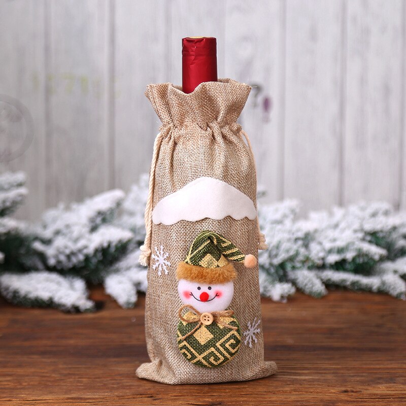 Christmas theme Bottle Wine Cover Bag,Snow Man Wine Bottle Wrapper Xmas Home Decor: 18