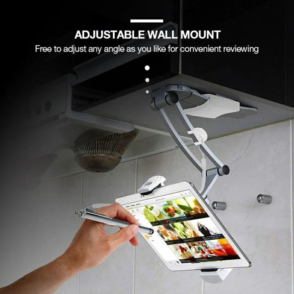 360 Rotating Flexible Holder tablet wall mount Bracket 2 in 1 Lazy Pull-Up Desktop/Bed Phone Tablet Stand Adjustable for Kitchen
