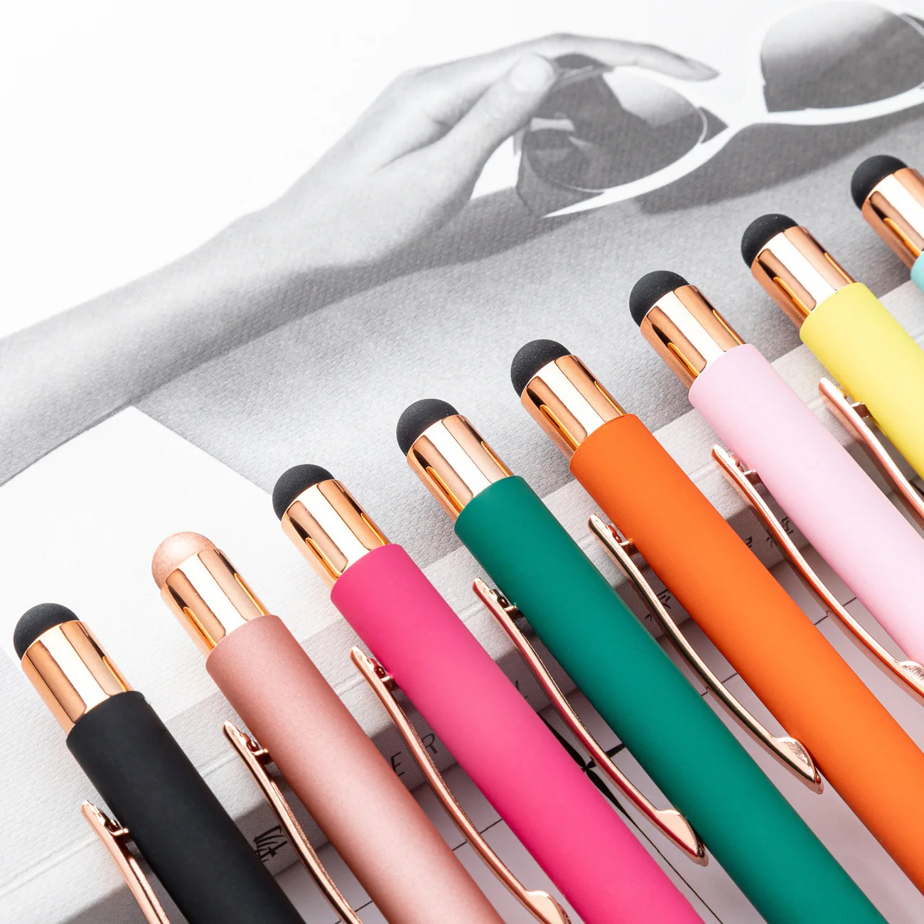 50PCS FreeCustomMetal Balpen Reclame Pen Graveren LOGO Touchscreen Pen voor WeddingMulti Functie Pen