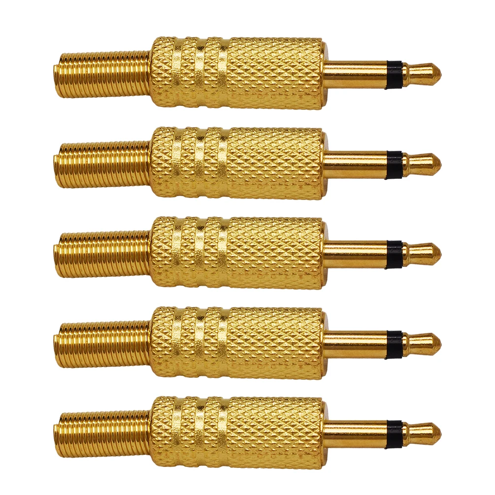 Set di adattatori audio da 5 pezzi: spine placcate in oro da 6,35 mm a RCA/3,5 mm, alloggiamento in metallo, blocco a vite, audio Hi-Fi per microfono/ampli/altoparlante: Brown