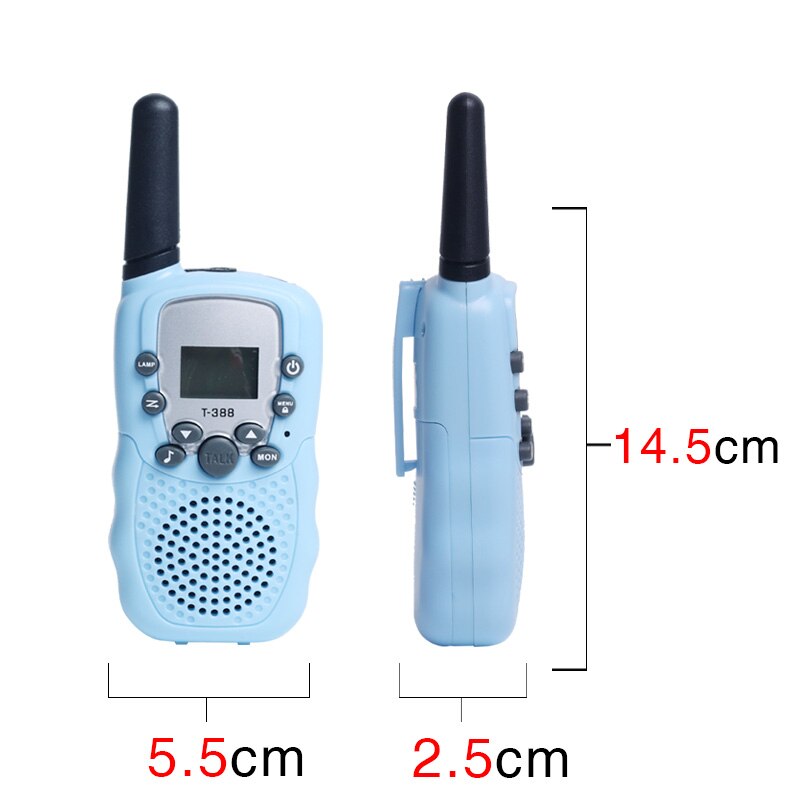 2 Pcs Mini Walkie Talkie Kids Toys T-388 0.5W 22CH LCD Display UHF Frequency Portable Two Way Radio Intercom Birthday