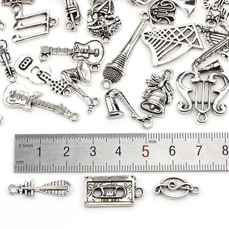 Rubyca - 120 Ciondoli Misti In Metallo Color Argento Tibetano - Per Creazione Gioielli Fai Da Te - Confezione Bulk Da 120 Pezzi