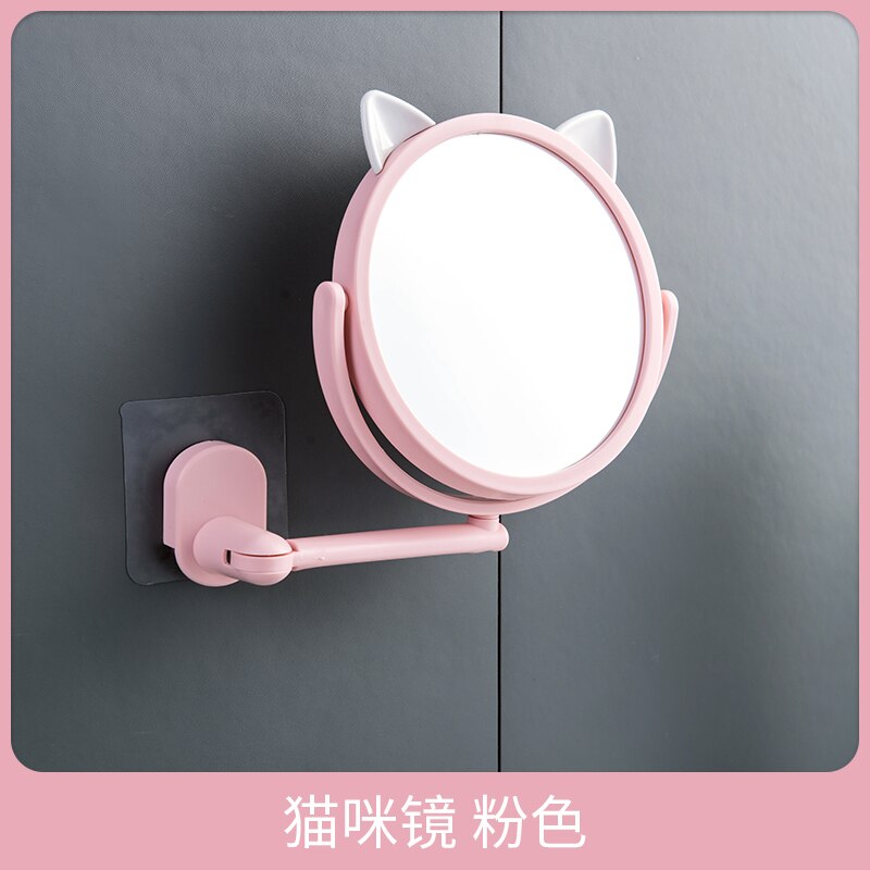 Muur Opknoping Kleine Spiegel Badkamer Draagbare Tafel Make-Up Spiegel Leuke Decoratieve Moderne Espejo Pared Vanity Accessoires EB5JZ: pink