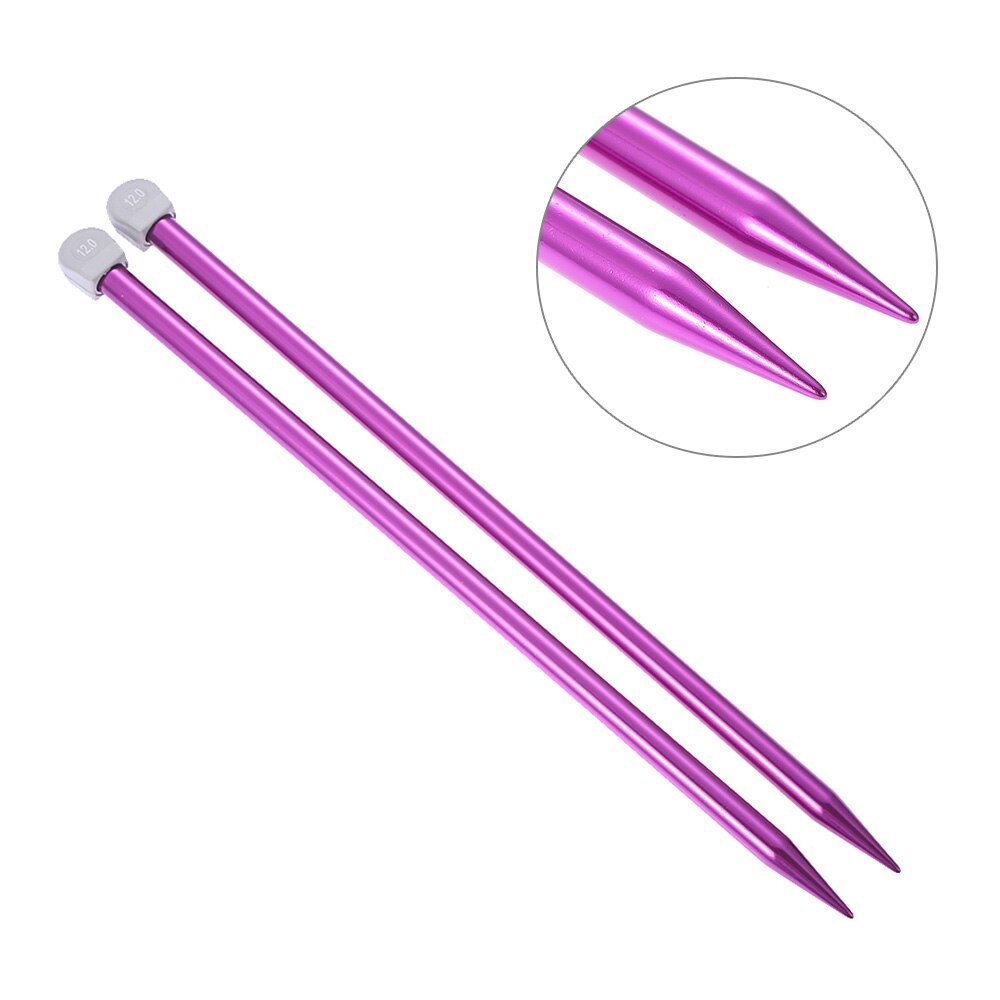 2Pcs/Set 35CM 2.0-12MM Single Pointed Knitting Needles Aluminum Straight Pins Sweater Scarf Weaving Tool Sewing Accessories