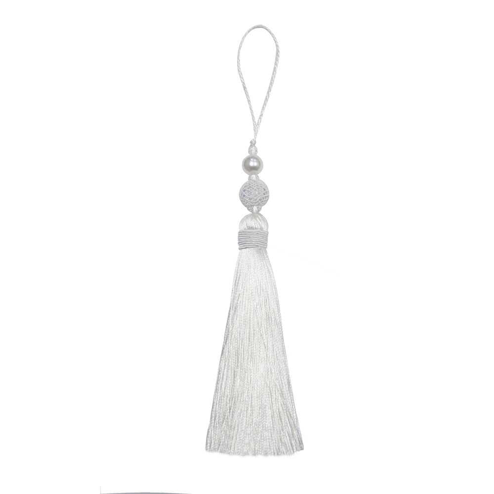 Borlas con flecos para coser cortinas, accesorios, borlas para llaves, decoración del hogar, cinta de borlas, 1 ud.: White