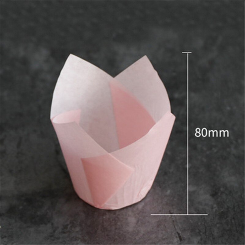 50pcs Premium Tulip Muffin Cases Cake Wraps Greaseproof Cup Baking Paper Decorations DIY Kitchen Baking Tools Party Supplies: Pink