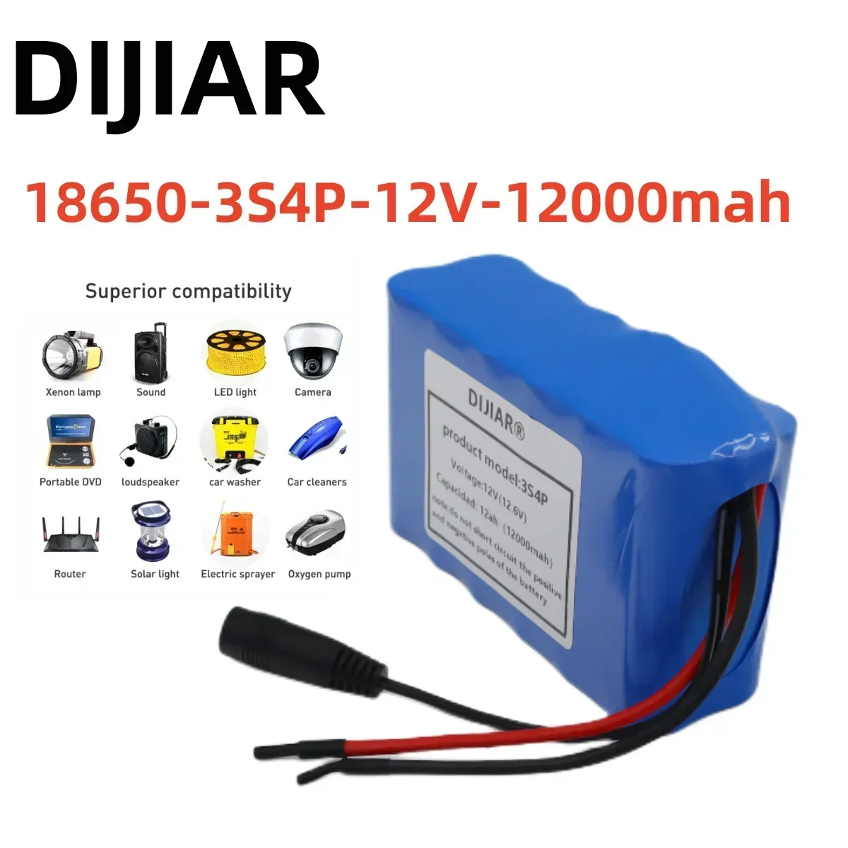 12 V 12Ah 3s4p accu 18650 lithium ion 12 V 12000 mAh DC12.6V super grote capaciteit oplaadbare batterij met BMS + lader