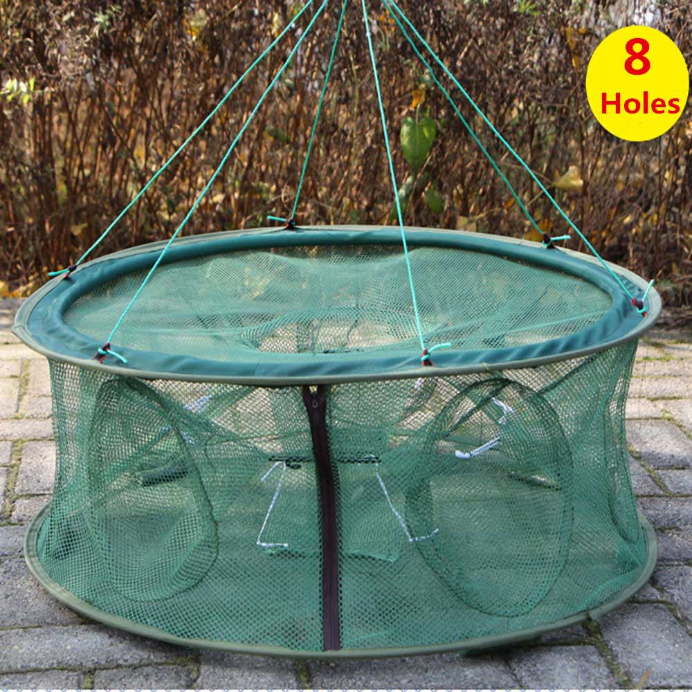 FishingLife Hole Automatic Fishing Trap Net Fish Shrimp Minnow Crab Baits Cast Mesh Trap Two Layers 5 6 7 8 Holes