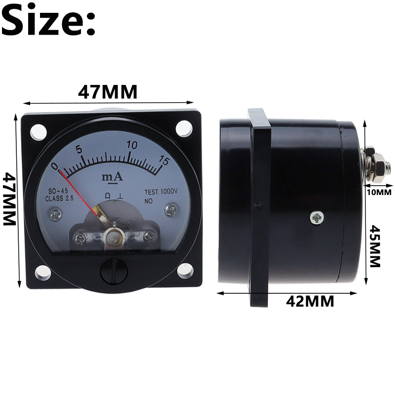 SO-45 Round Analog Panel Meter – DC 0-100mA, 2.5% Accuracy, 47mm Compact Size, Ideal For DIY & Industrial Use