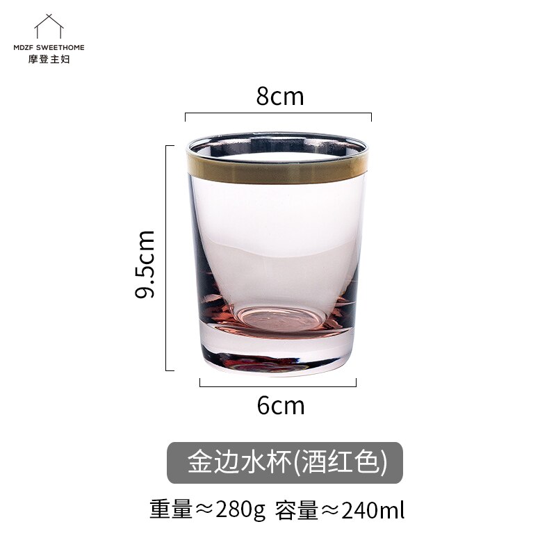Vasos De cristal De colores pintados en oro para el hogar, vaso sencillo De whisky, nórdico, , para Cocina, Bar, comedor, EB5BL: red
