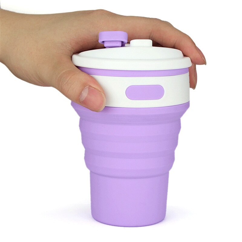 Tazas de silicona para agua retráctiles portátiles de 350ml taza de viaje plegable de Color sólido multifunción