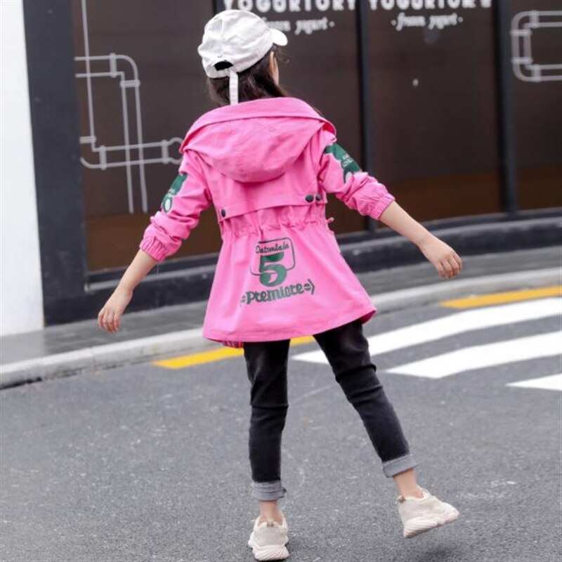 5-12Y Spring autumn Girls jacket children's clothing girl trench coat kids jacket girl coats Trench Wind Dust Outerwear