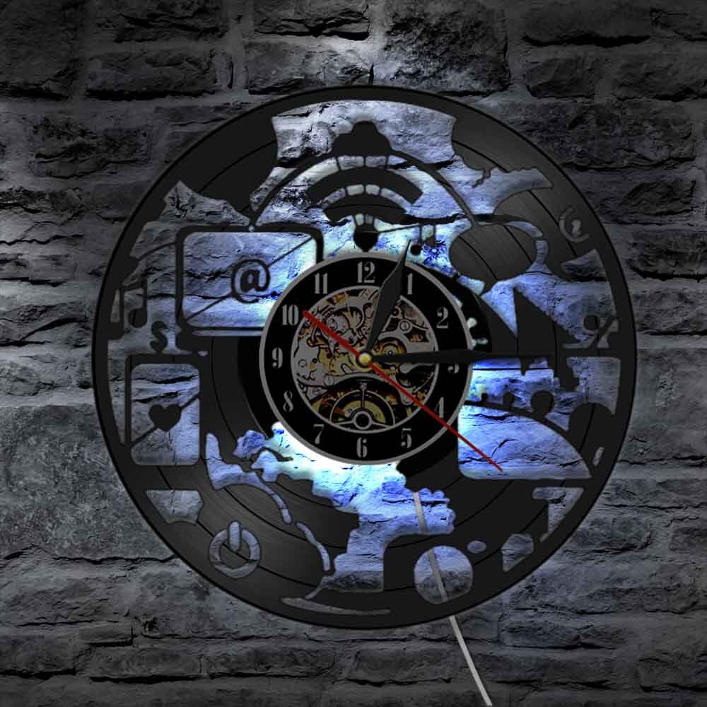 Geek – horloge murale Chic et moderne pour ordinateur, décoration artistique, bureau, ingénieurs, disque vinyle, Vintage, idée Geek Nerd
