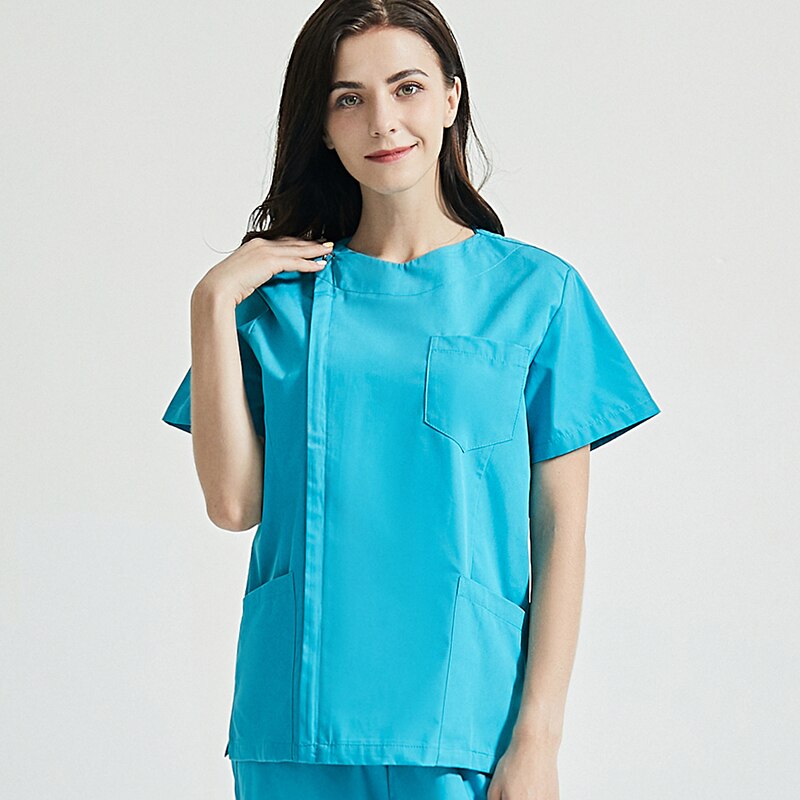 Women Men Workwear Short Sleeve V-neck Tops+Pants Health Workers Working Uniform Scrubs Set Suit Overalls Clothes Scrub uniform