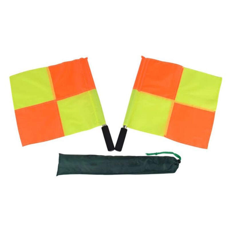2 Stuks Voetbal Scheidsrechter Vlaggen Grensrechter Vlag Padded Grips Rood En Geel Gevierendeeld Vlag Voetbal Scheidsrechter Vlaggen