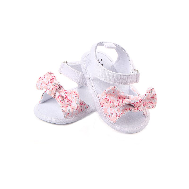 Sandales à nœud papillon pour bébés filles, semelle souple, antidérapantes, chaussures de première marche en plein air, plates d'été pour -nés