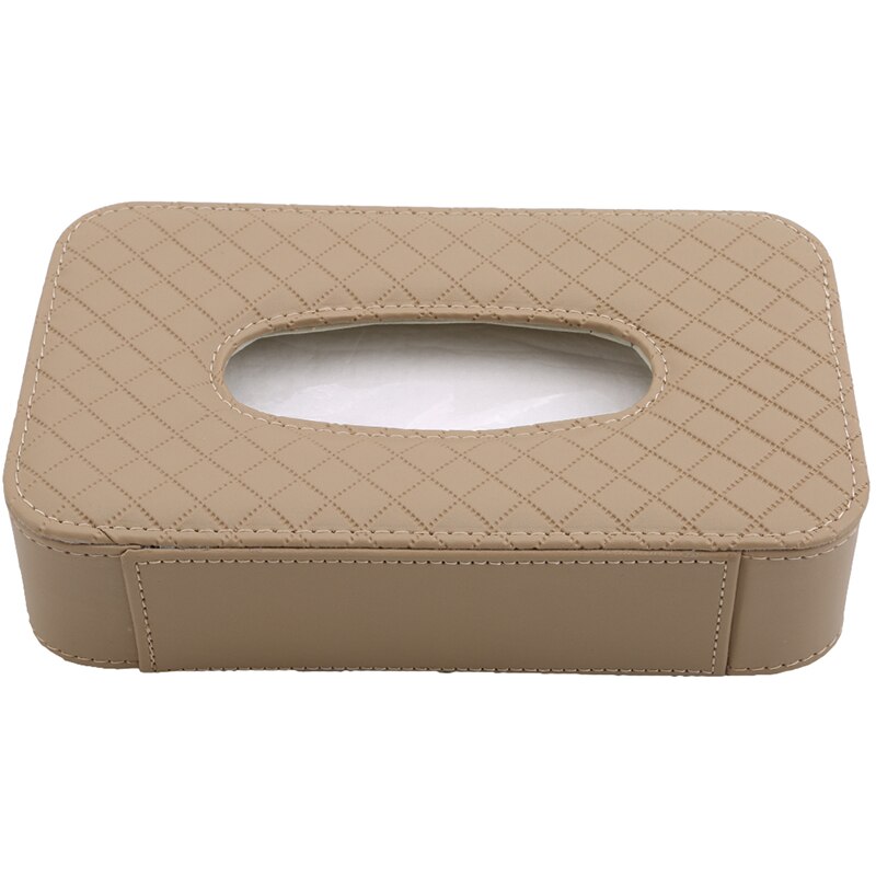 Luksus pu læder hængende tissue box pumpe bakke loft ovenlys type tissue box til bil serviet opbevaring holder: Beige