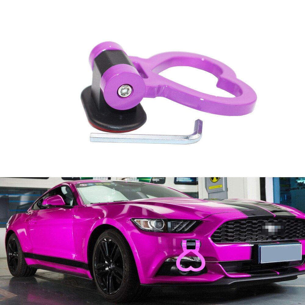 1 piezas con forma de corazón anzuelos de remolque Universal ABS, pegatina de anillo de decoración, barras de remolque multicolor, estilo de coche