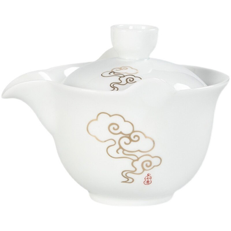 Palace Style Ceramics Tea Tureen Household Classic with Cover Teacup Boutique Handmade Gaiwan Chinese Tea Set Supplies