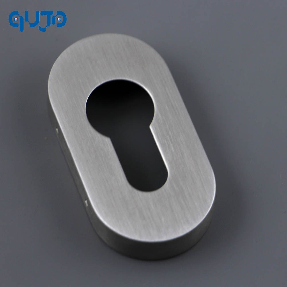 2pieces Escutcheon PZ Euro Profile Oval Rose Satin Stainless Steel Cylinder Escutcheon Cover Plate Set