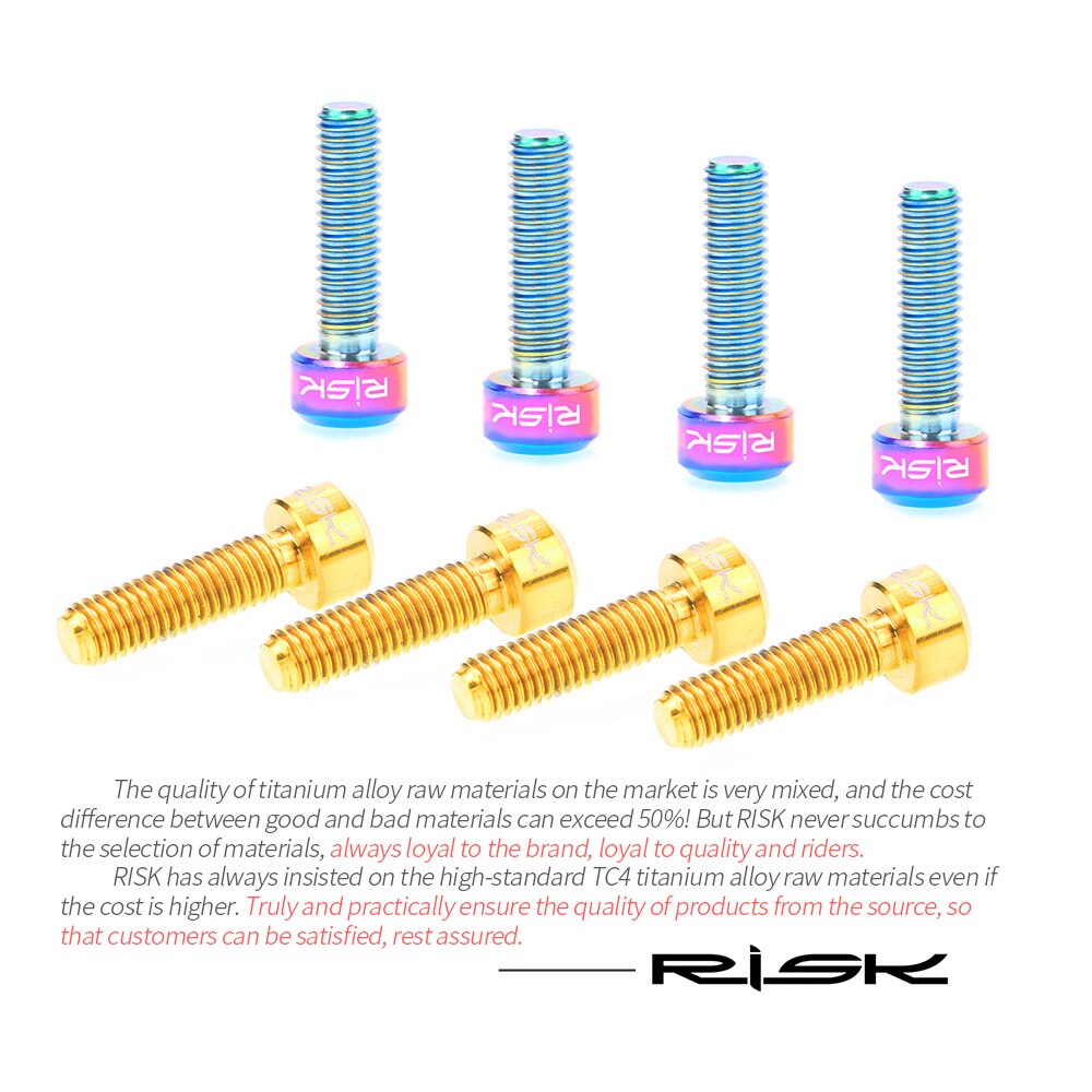 Risk 6 stuks/doos racefiets mountainbike fiets titanium  m5 x 16/18 stuurpen bevestigingsbouten schroeven voor zadelpenklem