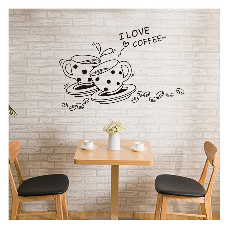 Kitchen Wall Decals Coffee cup Home Decor Cartoon Wall Stickers Decorations Poster DIY Mural art Decals