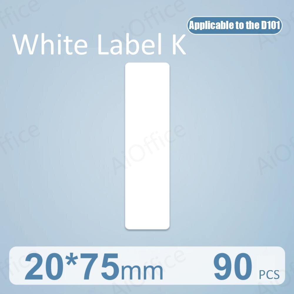 NIIMBOT D101 D11 0 Mini białe naklejki etykiety drukarki anty-olej wodoodporny odporny na rozdarcie dla supermarketu metka z ceną rolkę papieru: White 20X75mm