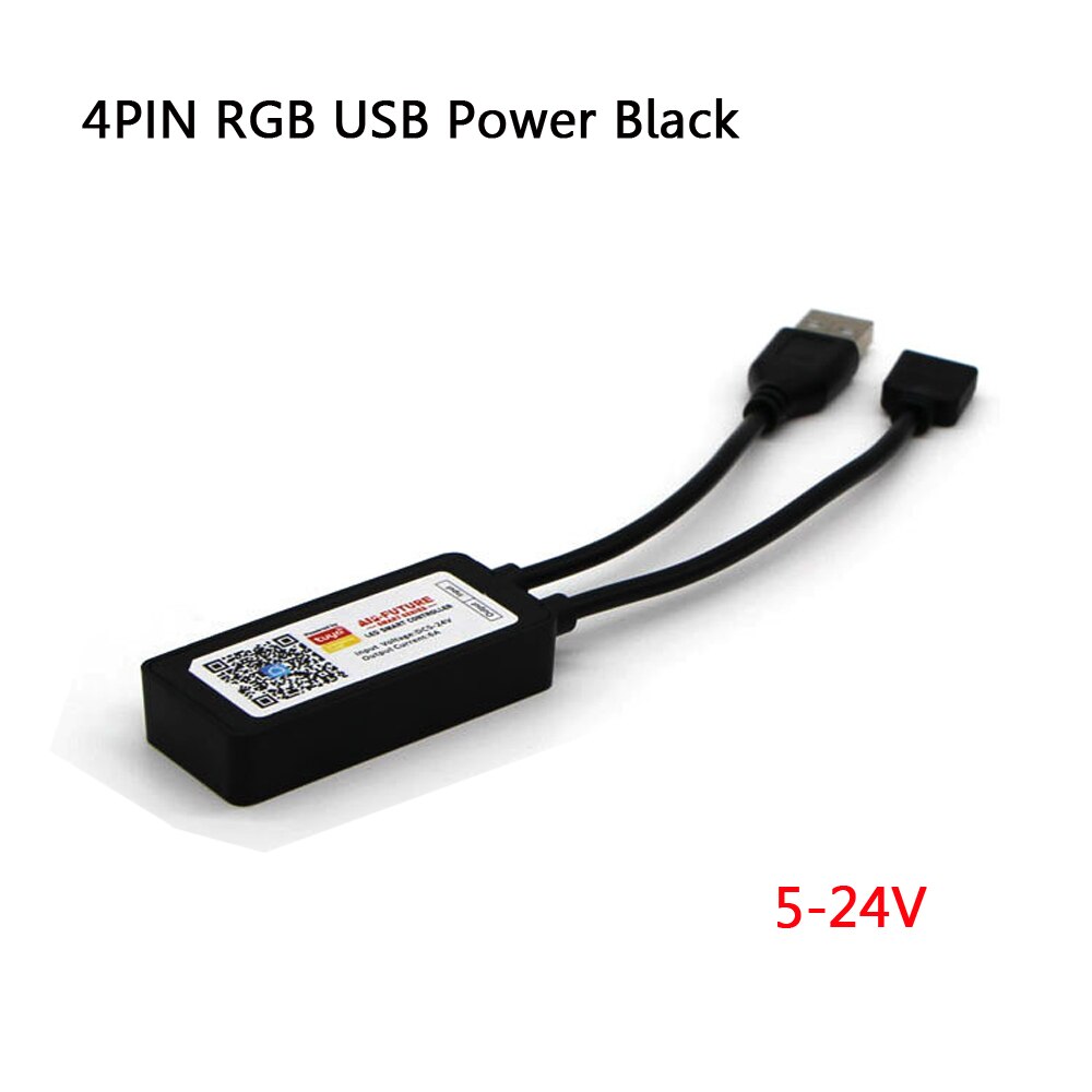Contrôleur vocal USB intelligent WiFi LED contrôleur RGBW RGB cct Pixel bande Alexa Google maison musique minuterie Bluetooth DC5V 12V 24V 28V: 4PIN RGB USB Power B