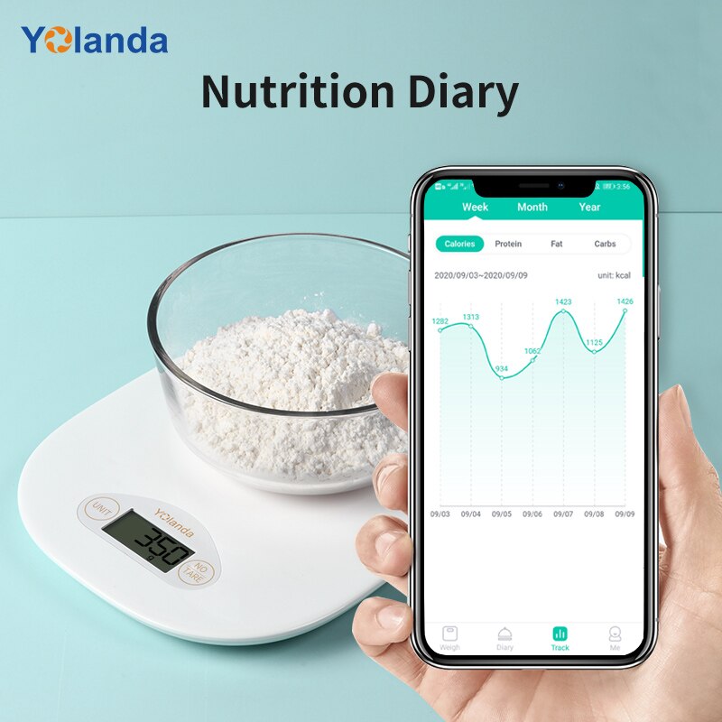 Yolanda Smart Kitchen Scale Bluetooth 0.1/5kg Digital Food Weight Balance Electronic Scales