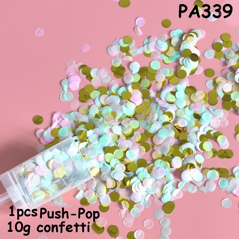 1Set Push Pop Party Confetti Poppers for Wedding Happy Birthday Flower Mini Round Confetti Gender Reveal Party Decoration