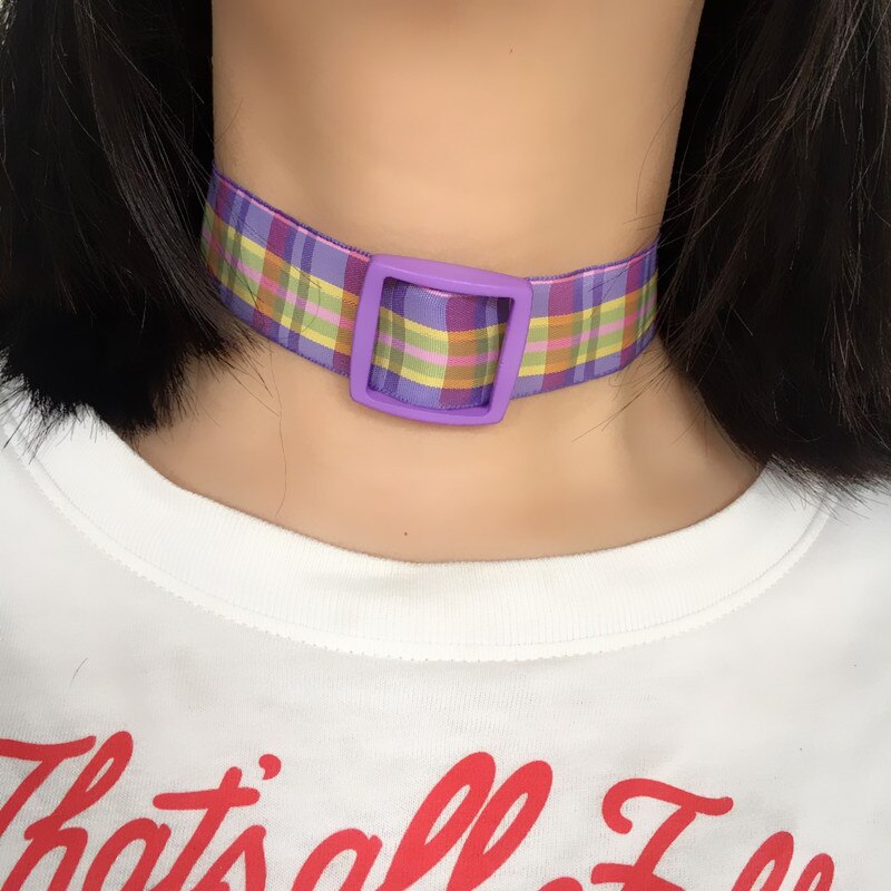 Colar de gargantilha de gargantilha de fivela quadrada de treliça do vintage para mulheres menina harajuku punk colar presentes legal retro jóias femininas novo