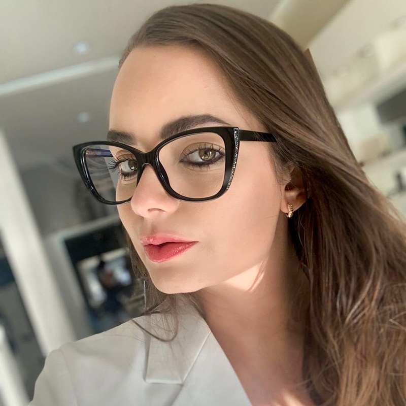 YINSQER Retro Eyewear Vintage Cat Eye Reading Blue Light Glasses Frame Spectacles Women Computer Transparent Eye Glasses