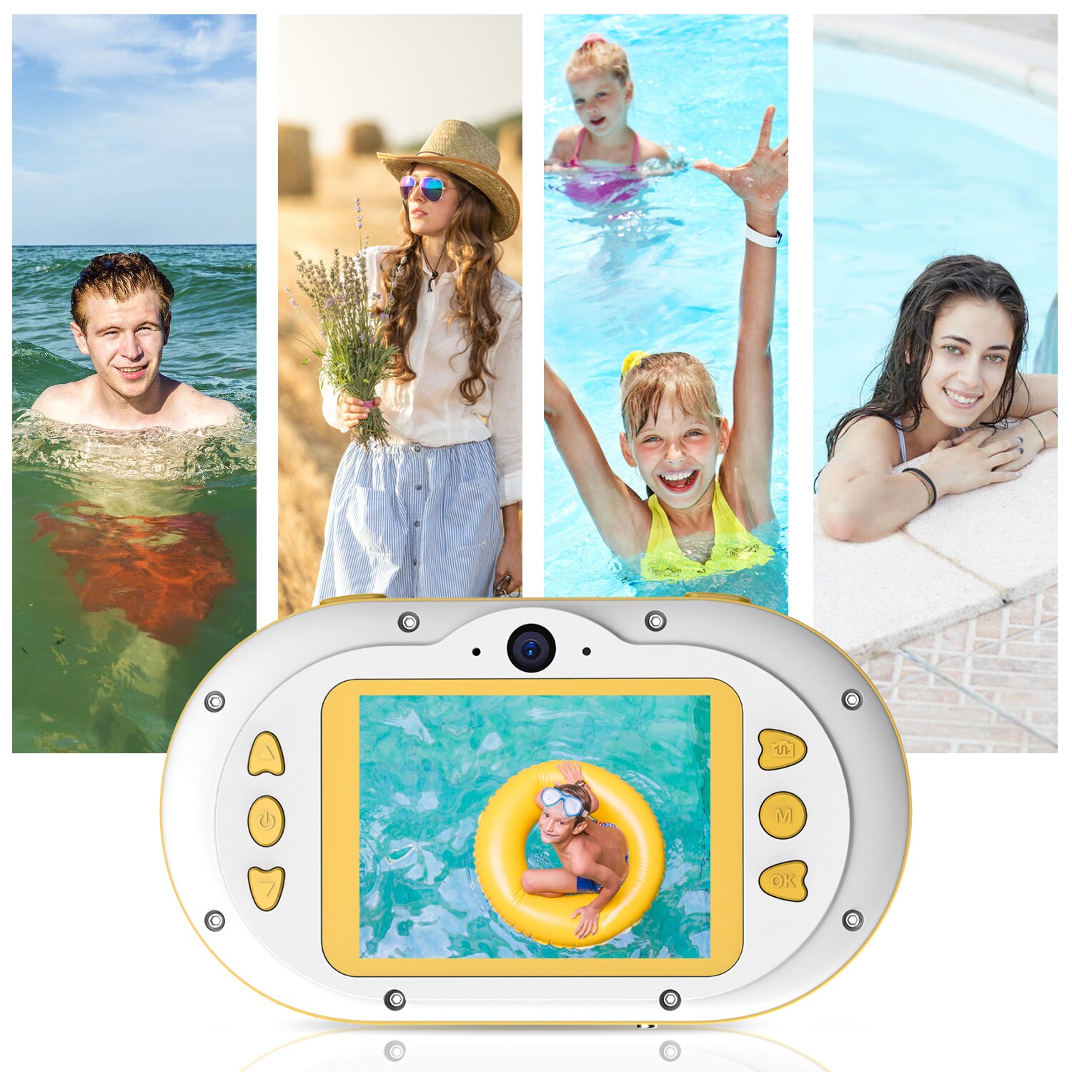 8MP Children Digital Camera Kids Waterproof Camera with Front and Rear Dual Cameras 2.4 Inch IPS HD Display Screen
