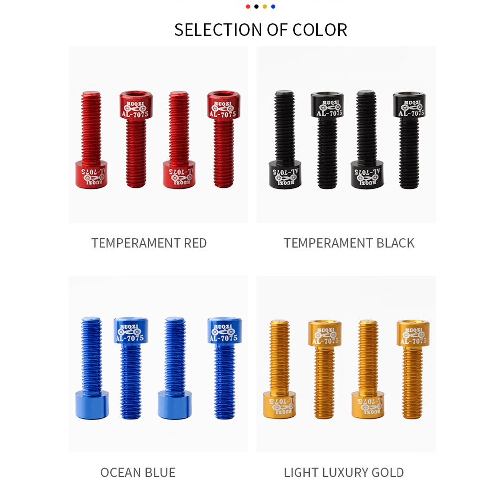 Bicycle Handlebar Stem Screw Fixed Riser Bolts Biking Aluminum Alloy Bike Portable Dustproof Cycling Parts for MUQZI