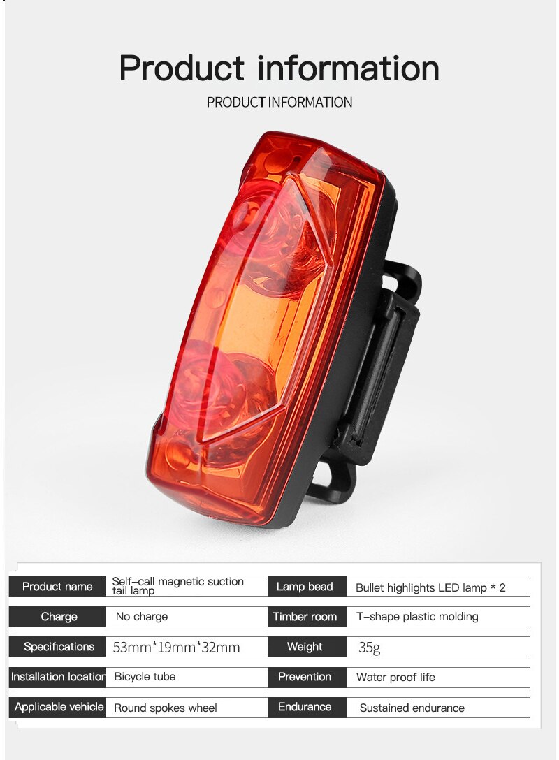 Self Powered Magnetic Induction Bicycle Light Bike Warning Lamp Waterproof Cycling Taillight Bike Rear Light Bike Accessories