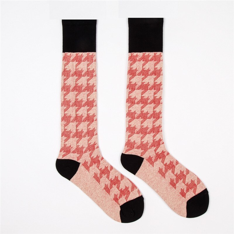 Di lusso plaid Calzini E Calzettoni della Donna Al Ginocchio di Modo Del Cotone Lungo Colorate di Alta Qualità Femminile Gamba Calzini E Calzettoni dell'annata di Hiphop di skateboard Calzino