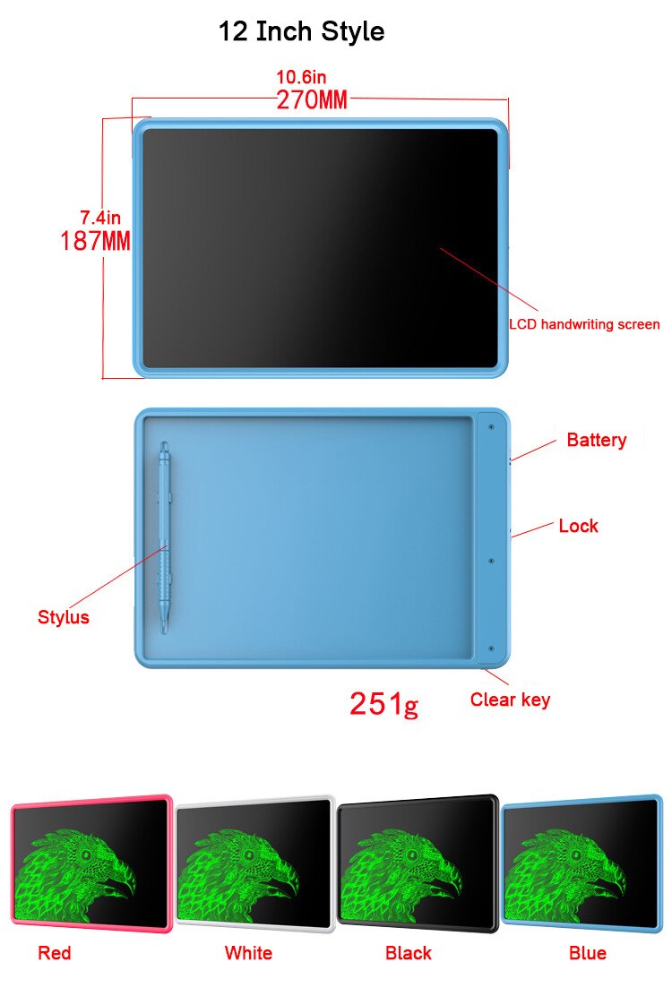 4.5/8.5/12in LCD Electronic Writing Tablet Digital Drawing Handwriting Pad Message Sketch Teaching Graphics tablet Kids