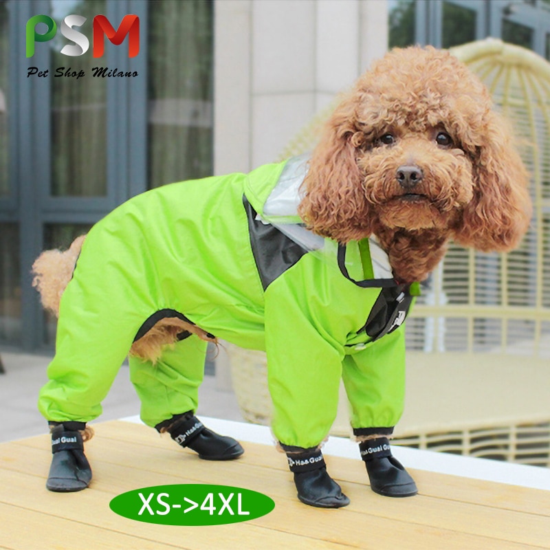 PSM Dog Raincoat for Big Dogs Water 8 Size proof Polyester Reflective Hooded Rain Coat Dog Pet Raincoat Chihuahua French Bulldog