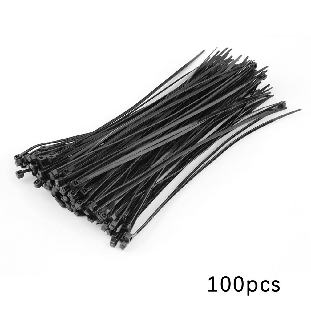 100 Stuks 3X200 Mm Black Nylon Plastic Kabelbinders Zip Organiser Fasten Wire Wrap Cord Strap Pack
