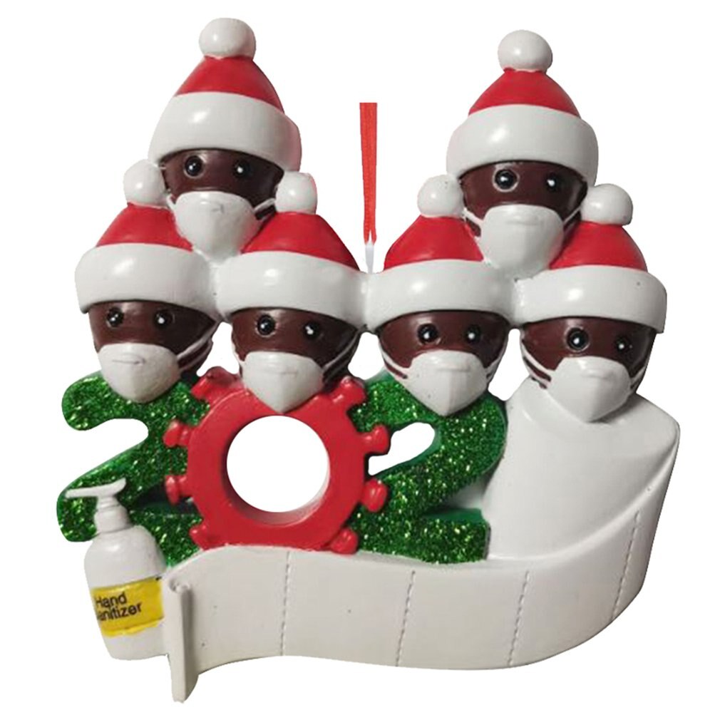 Diy Name Greetings Mask Snowman Christmas Tree Hanging Pendant Christmas Ornament Decorations: 6PC black