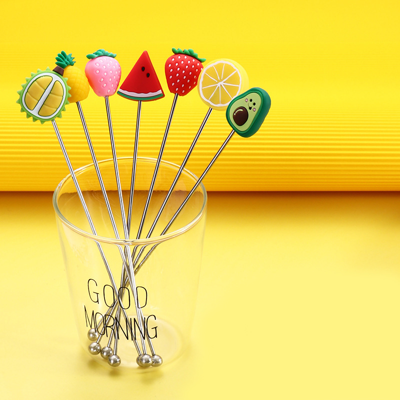 Fruit Shape Wine Glass Bar Swizzle Mixing Sticks Cocktail Drink Stirring Sticks Mixer Muddler for Restaurant Party Cafe Bar Tool