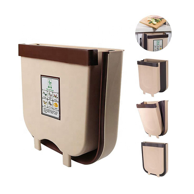 Poubelle pliante de cuisine, poubelle pratique suspendue pour toilettes, poubelle de rangement en Silicone pour voiture
