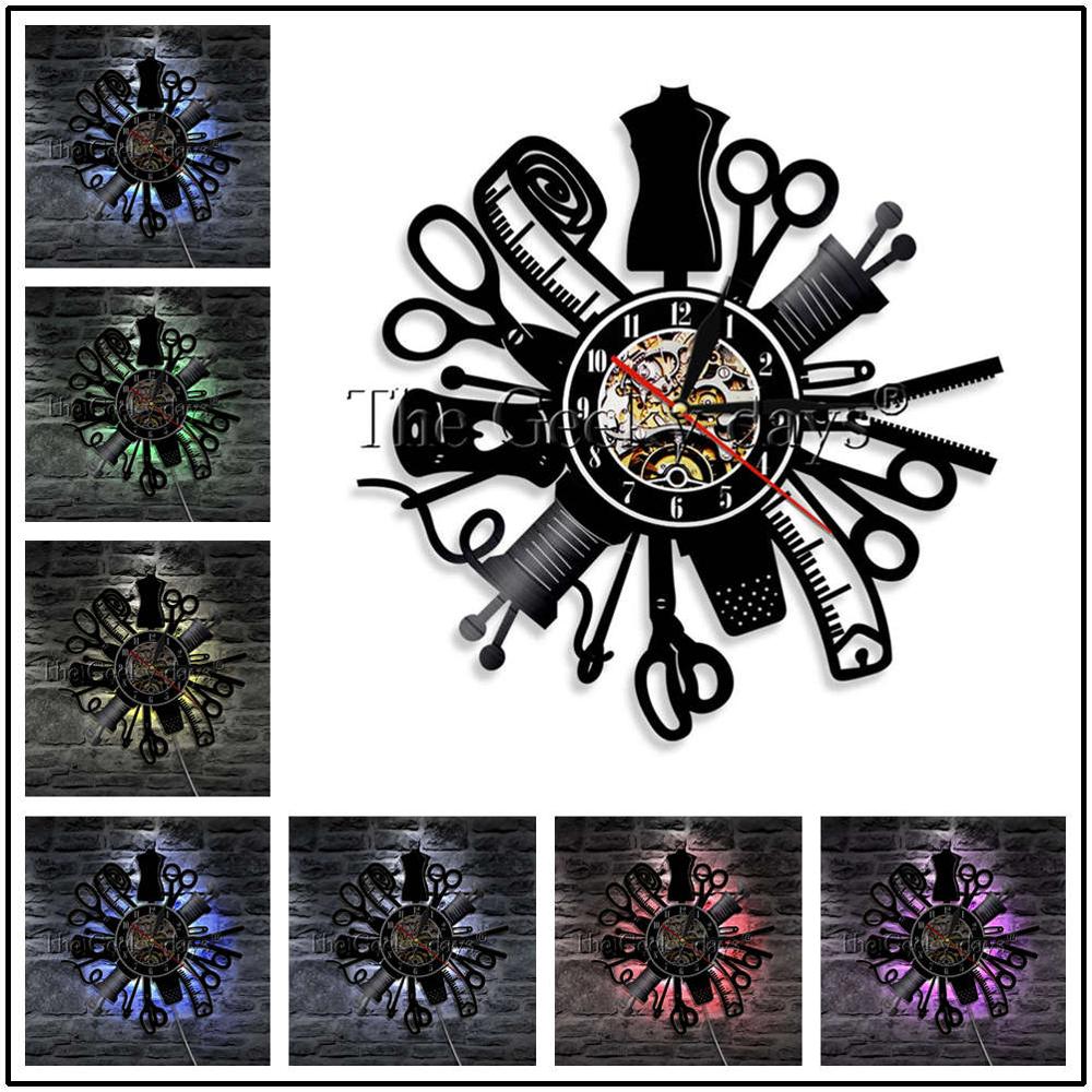 J'aime coudre vinyle Record horloge murale reloj de pared Vintage Quilting Machine à coudre horloge montre couturière femmes mère: White / 12 Inch Without LED