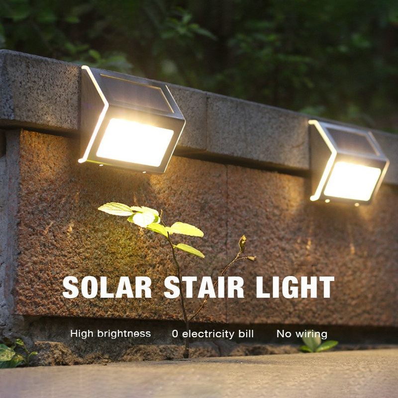 LED Outdoor Stainless Steel Solar Path Stair Light Solar Deck Lights Balcony Garden Yard Fence Light Waterproof 3 LED Light