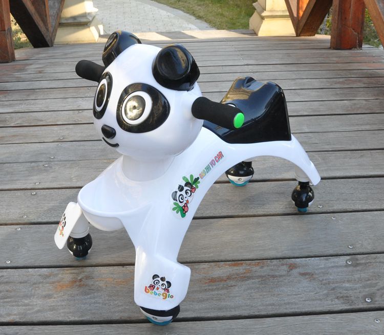 freundlicher Drehung Rolle Panda Gehhilfe mit Musik-Stumm Universal- Rad Erhöht Dicke für 1-5 Jahre alt: Schwarz